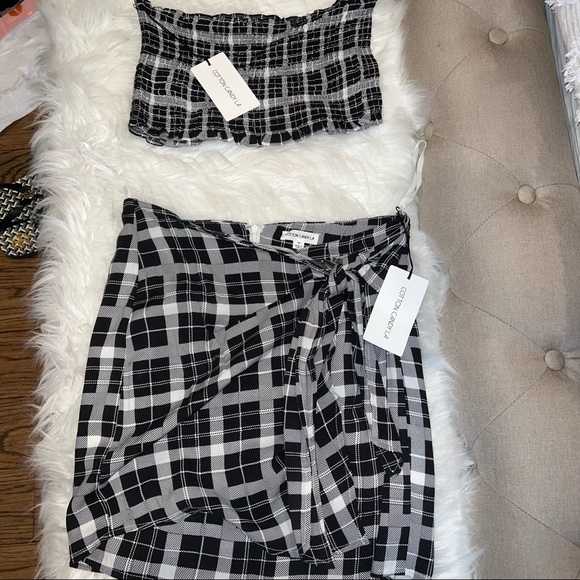 Plaid 2 piece skirt and tube top set - Picture 1 of 5